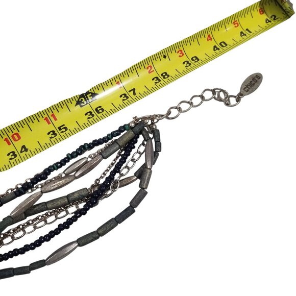 Chico's Rope & Choker Necklace 9 Strands of Beads and Chain - Picture 6 of 10